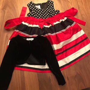 Toddler Girls Winter Holiday Dress with Velvet Shrug (Size 3T)